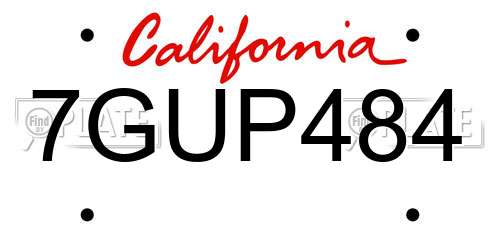 7GUP484 California License Plate