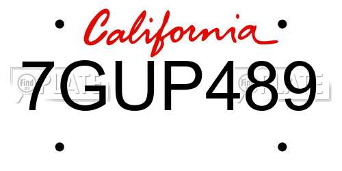 7GUP489 California License Plate