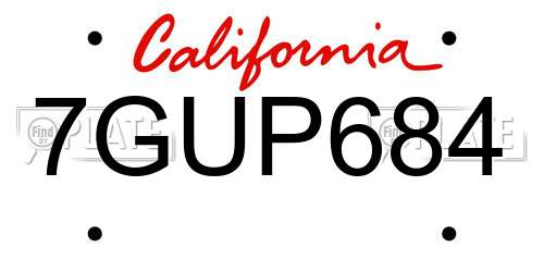7GUP684 California License Plate