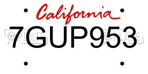 7GUP953 California License Plate
