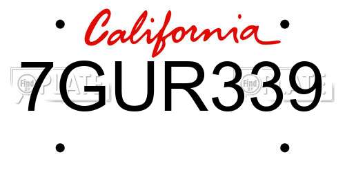 7GUR339 California License Plate