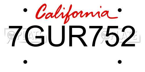 7GUR752 California License Plate