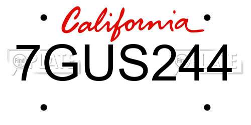 7GUS244 California License Plate