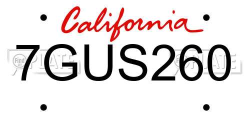 7GUS260 California License Plate