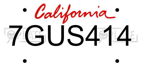 7GUS414 California License Plate