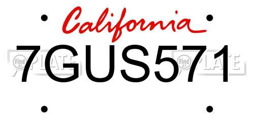 7GUS571 California License Plate