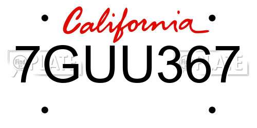 7GUU367 California License Plate
