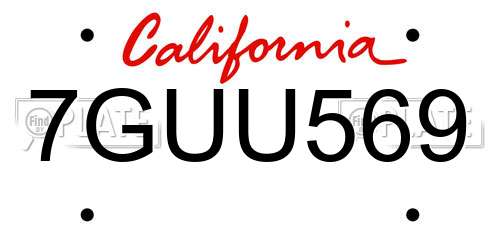 7GUU569 California License Plate