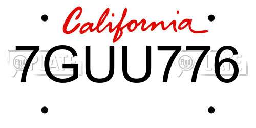 7GUU776 California License Plate