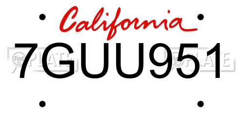 7GUU951 California License Plate