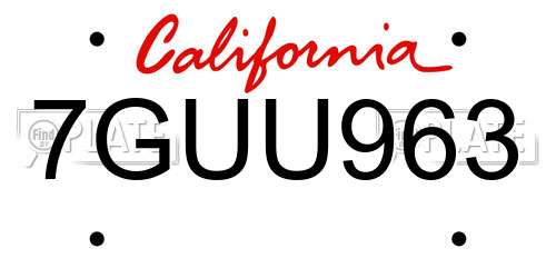 7GUU963 California License Plate