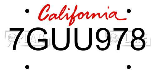 7GUU978 California License Plate