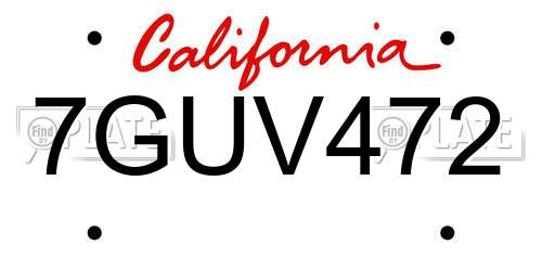 7GUV472 California License Plate