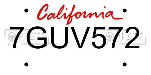 7GUV572 California License Plate