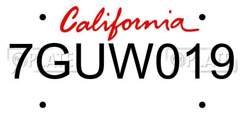 7GUW019 California License Plate