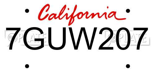 7GUW207 California License Plate