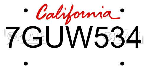 7GUW534 California License Plate