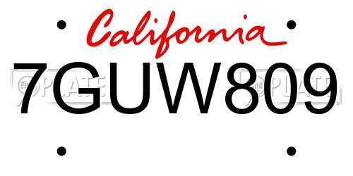 7GUW809 California License Plate