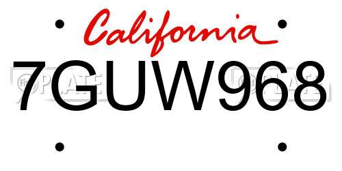 7GUW968 California License Plate