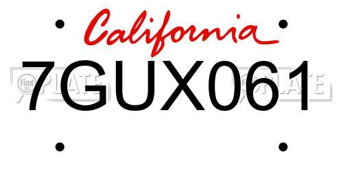 7GUX061 California License Plate