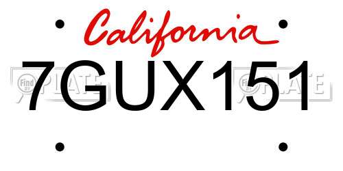 7GUX151 California License Plate