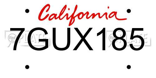 7GUX185 California License Plate