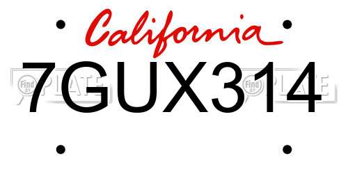 7GUX314 California License Plate
