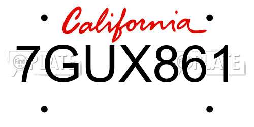 7GUX861 California License Plate