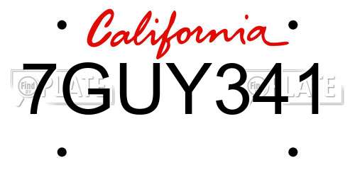 7GUY341 California License Plate