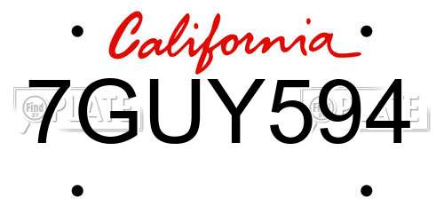 7GUY594 California License Plate