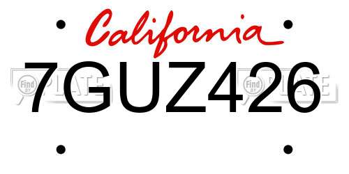 7GUZ426 California License Plate