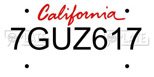7GUZ617 California License Plate