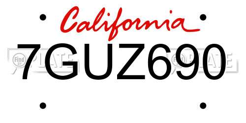 7GUZ690 California License Plate