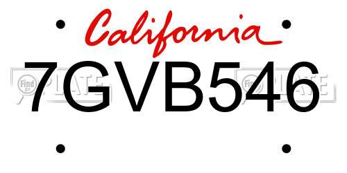 7GVB546 California License Plate