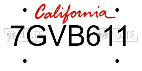 7GVB611 California License Plate