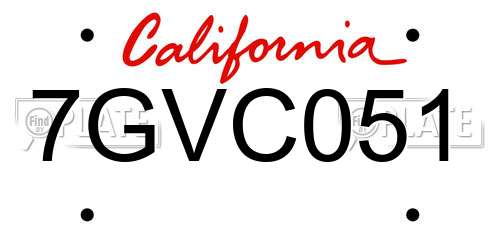 7GVC051 California License Plate