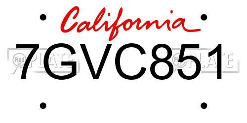 7GVC851 California License Plate