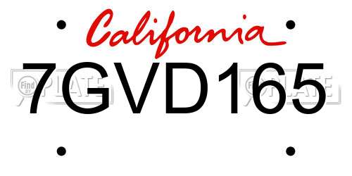 7GVD165 California License Plate