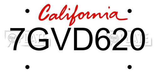 7GVD620 California License Plate