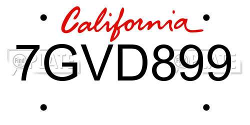 7GVD899 California License Plate