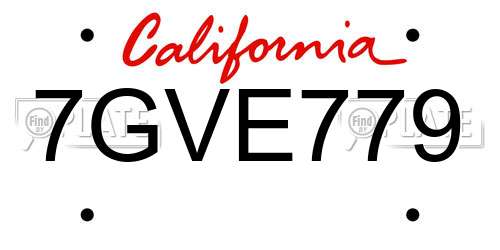 7GVE779 California License Plate