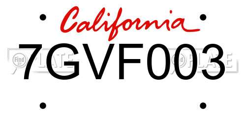 7GVF003 California License Plate