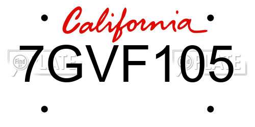 7GVF105 California License Plate
