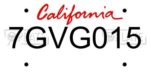 7GVG015 California License Plate