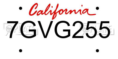 7GVG255 California License Plate