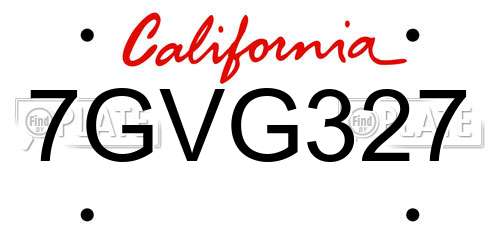 7GVG327 California License Plate