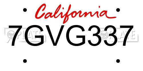 7GVG337 California License Plate