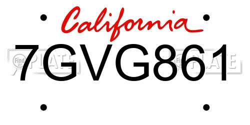 7GVG861 California License Plate