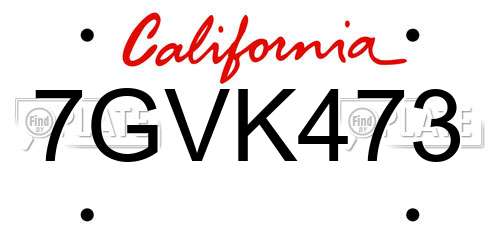 7GVK473 California License Plate
