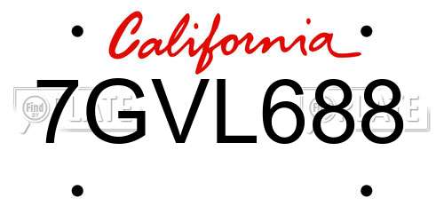7GVL688 California License Plate